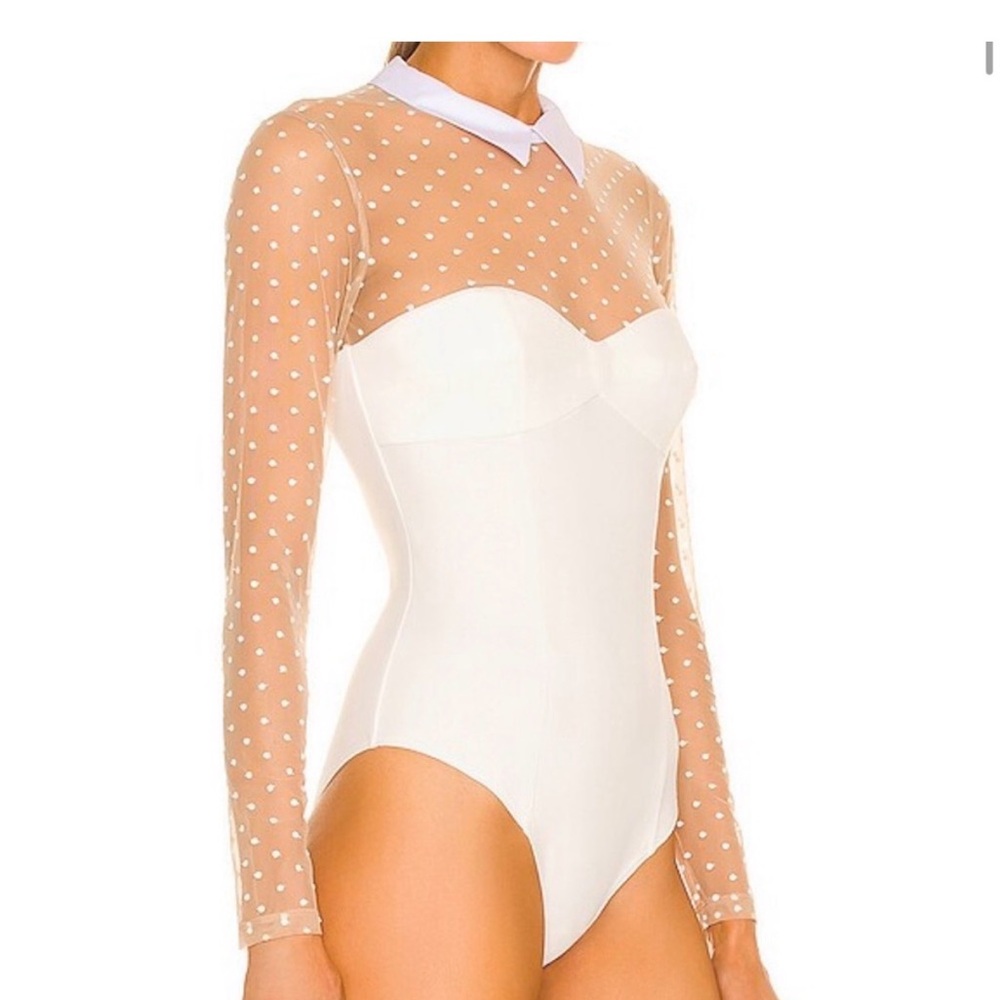 Fleur du Mal white and tan polka dot bodysuit. New with tags - Picture 3 of 11